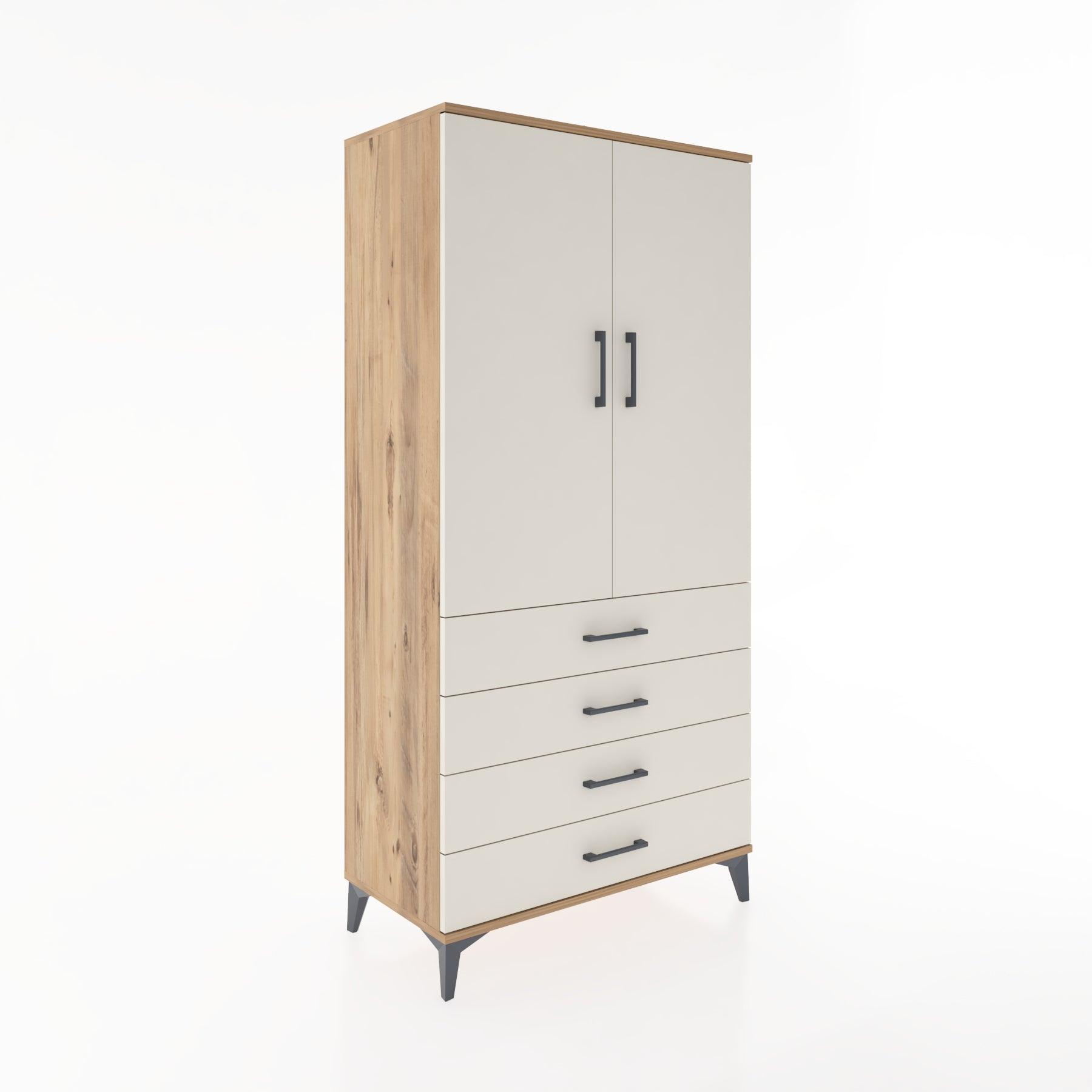 Woodntry Modüler Dolap Çam 88x44x170 cm Kapaklı ve Çekmeceli KC5-3