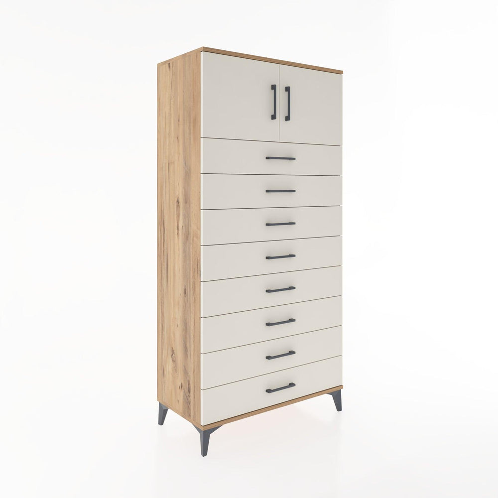 Woodntry Modüler Dolap Çam 88x44x170 cm Kapaklı ve Çekmeceli KC1-3