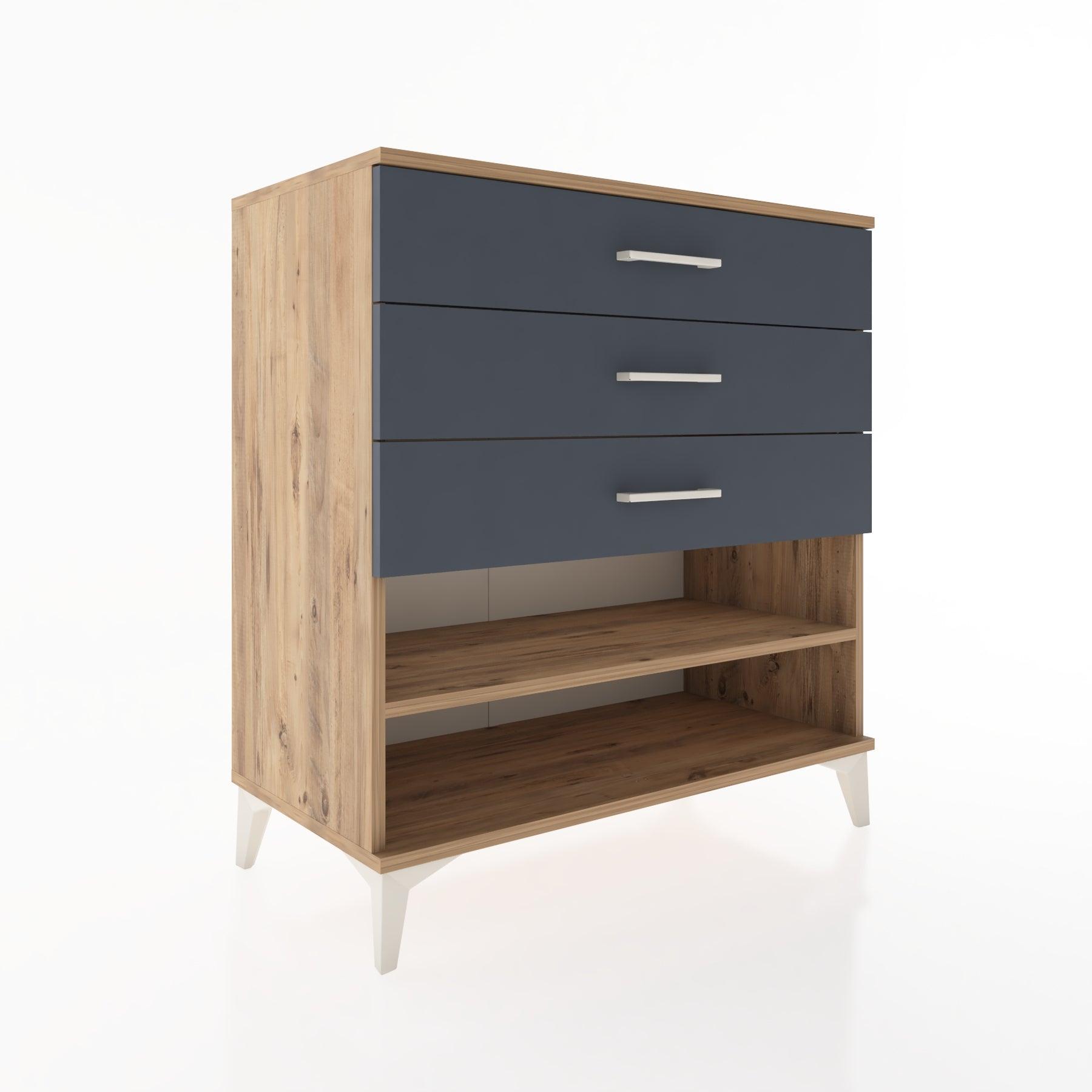 Woodntry Modüler Şifonyer Çam 88x44x84 cm Çekmeceli ve Raflı CR12-3