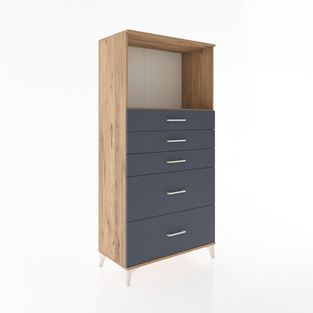 Woodntry Modüler Dolap Çam 88x44x170 cm Çekmeceli ve Raflı CR46-3