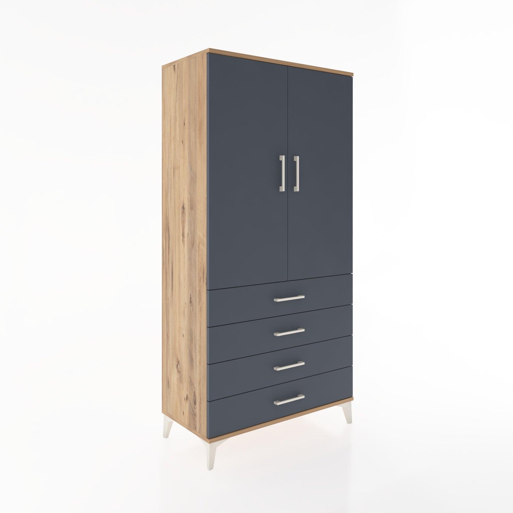 Woodntry Modüler Dolap Çam 88x44x170 cm Kapaklı ve Çekmeceli KC5-3