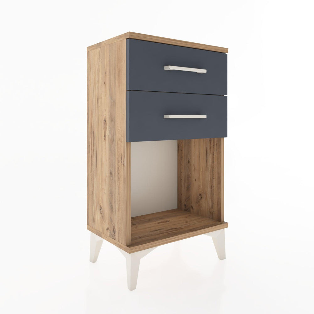 Woodntry Modüler Komodin 2 Çekmece ve Raflı V1 44x30x68 cm Çam - Woodntry