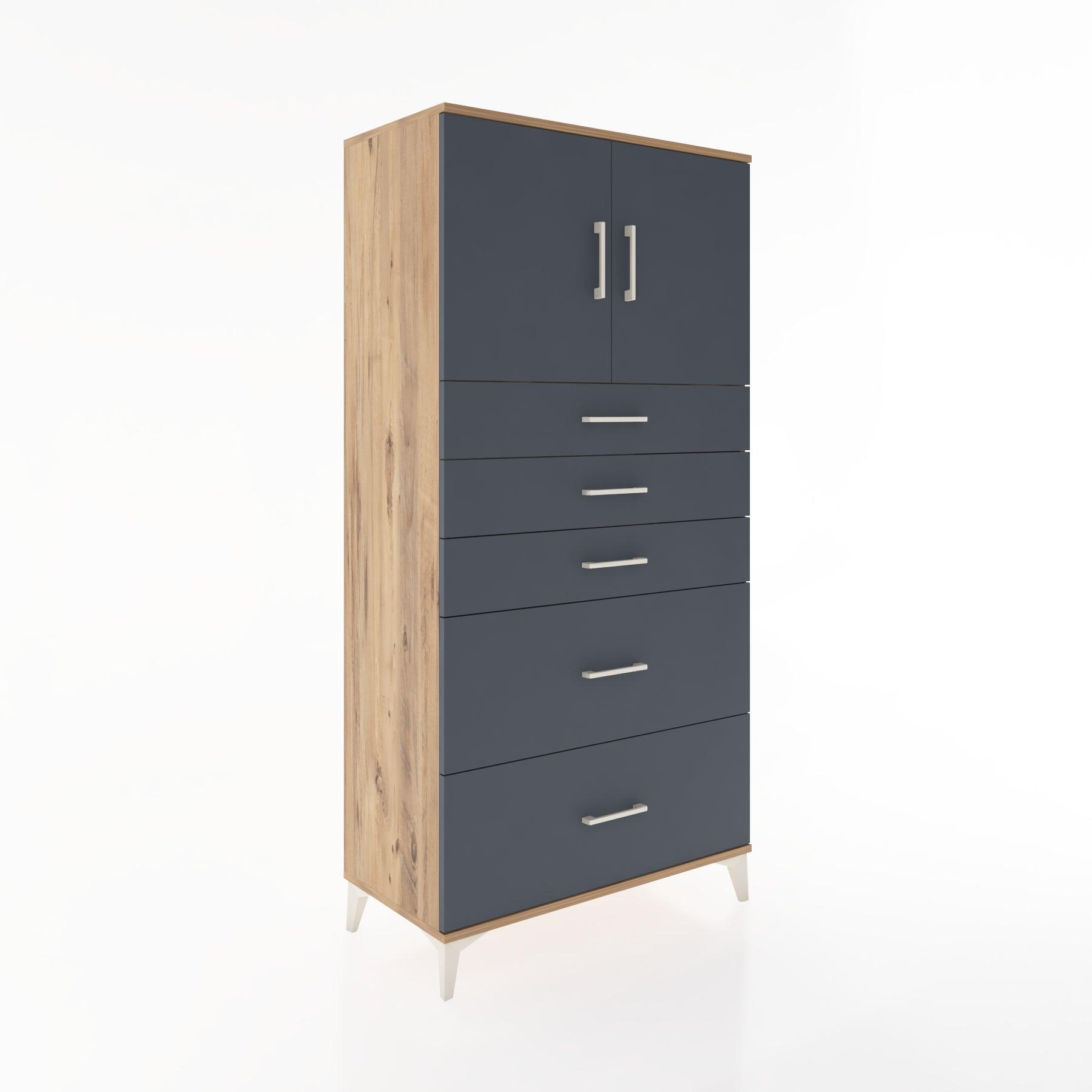 Woodntry Modular Cabinet Pine 88x44x170 cm with Doors and Drawers KC18-3