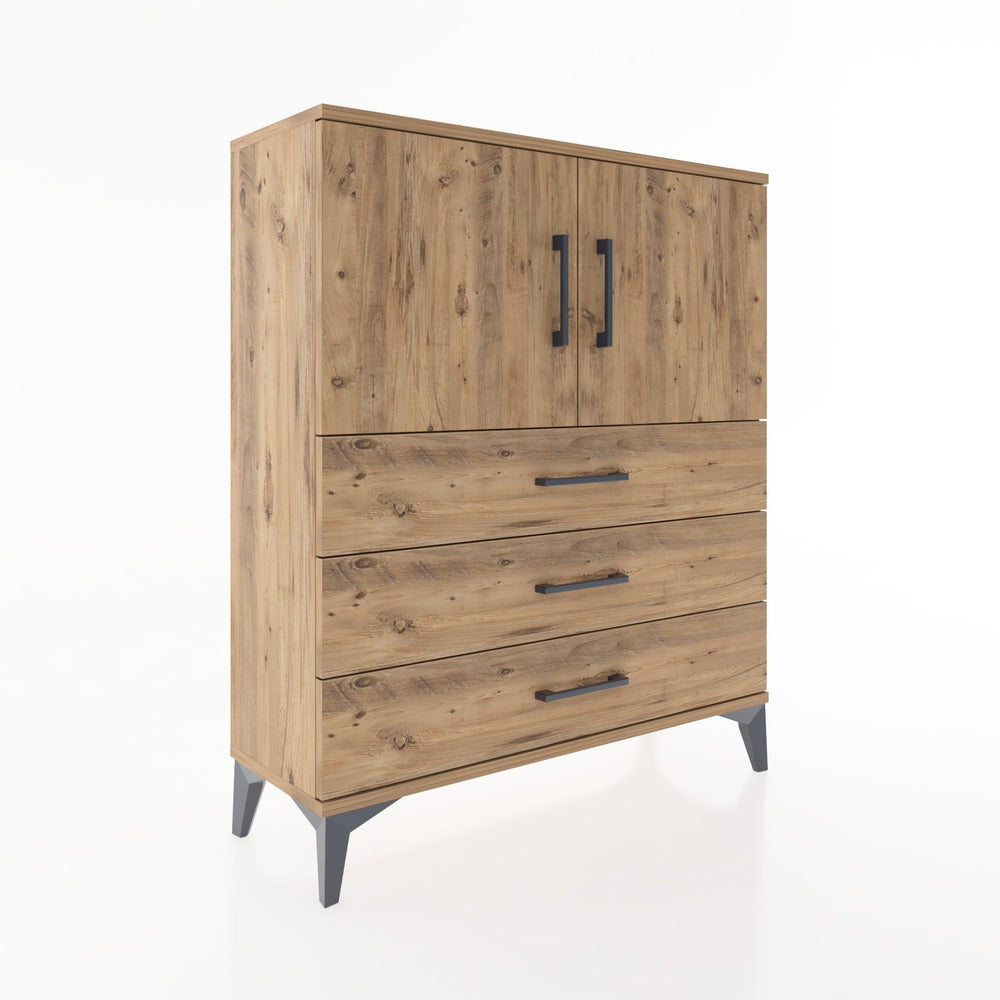 Woodntry Modüler Şifonyer Çam 88x30x94 cm Kapaklı ve Çekmeceli KC7-3