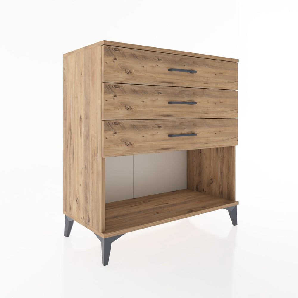 Woodntry Modüler Şifonyer Çam 88x44x84 cm Çekmeceli ve Raflı CR11-3