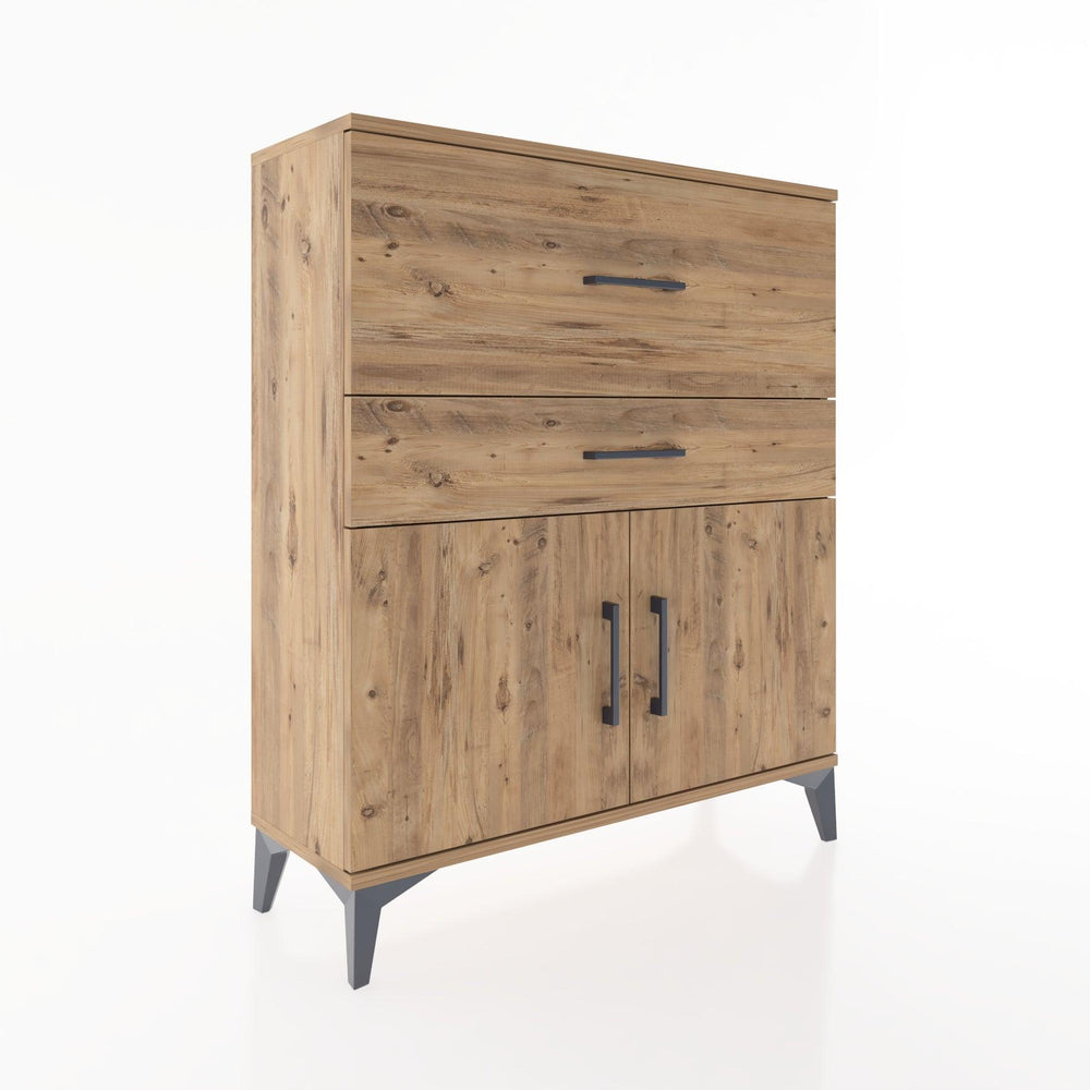 Woodntry Modüler Şifonyer Çam 88x30x94 cm Kapaklı ve Çekmeceli KC12-3