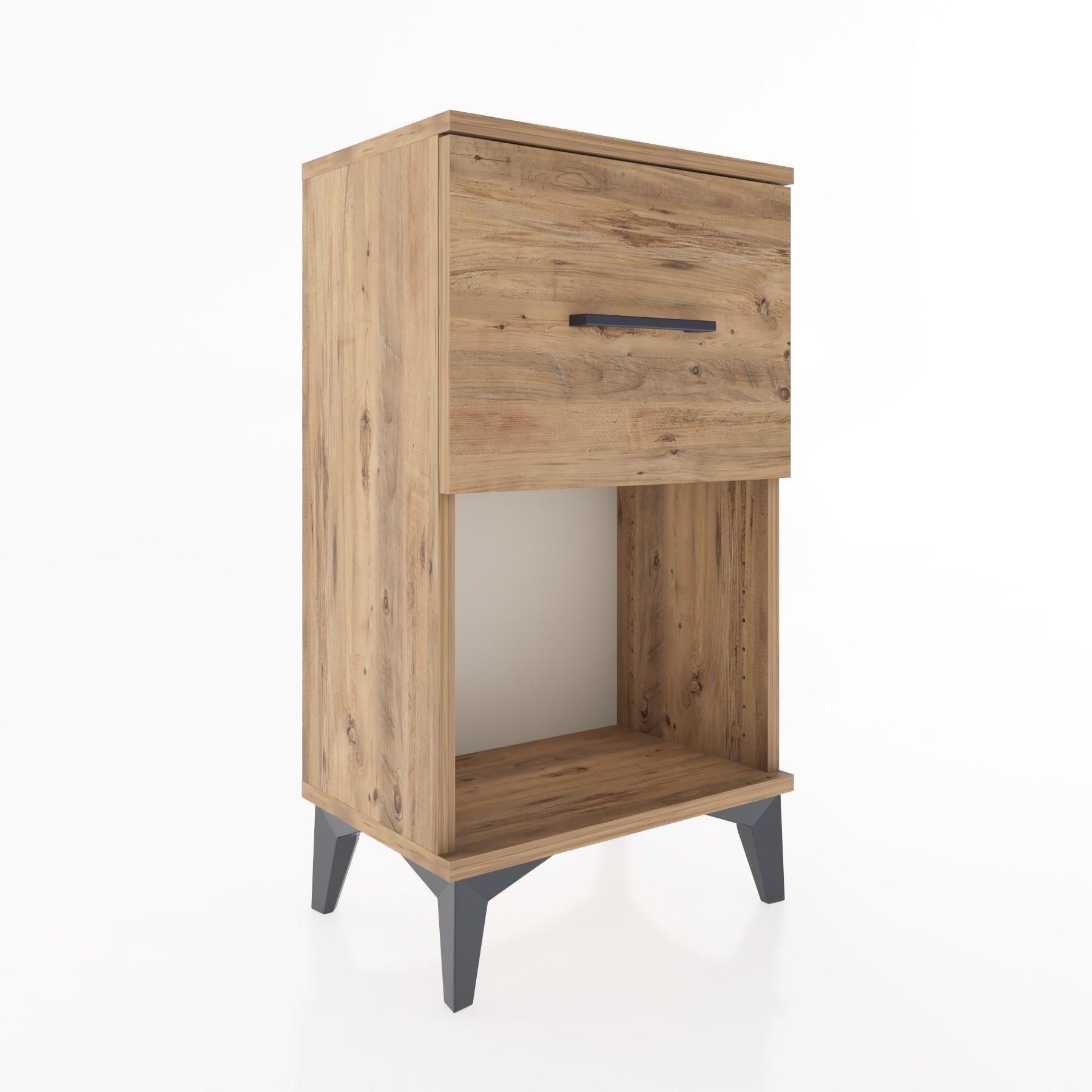 Woodntry Modüler Komodin Tek Çekmece ve Raflı V1 44x30x68 cm Çam - Woodntry