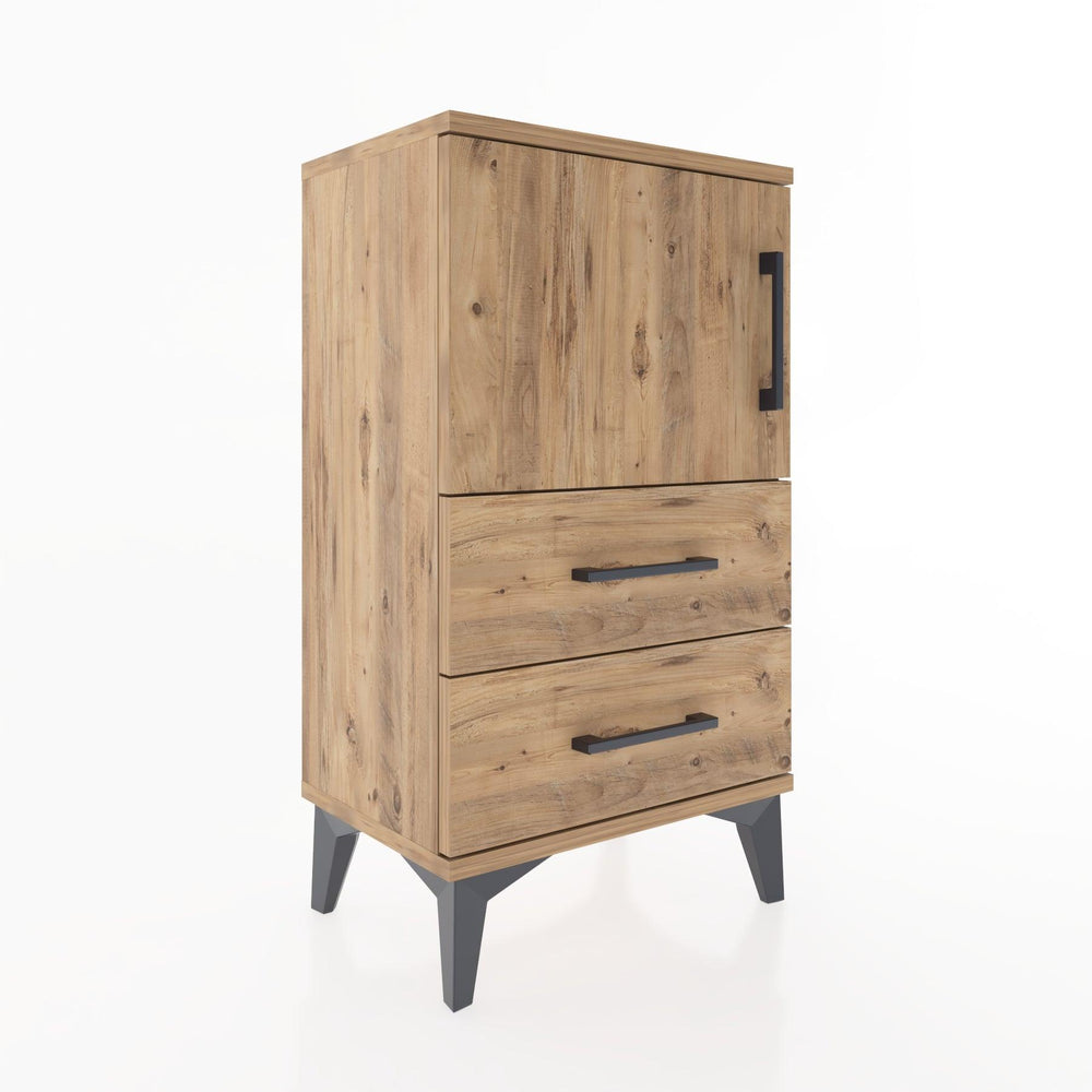 Woodntry Modüler Komodin Kapaklı 2 Çekmeceli 44x30x68 cm Çam - Woodntry