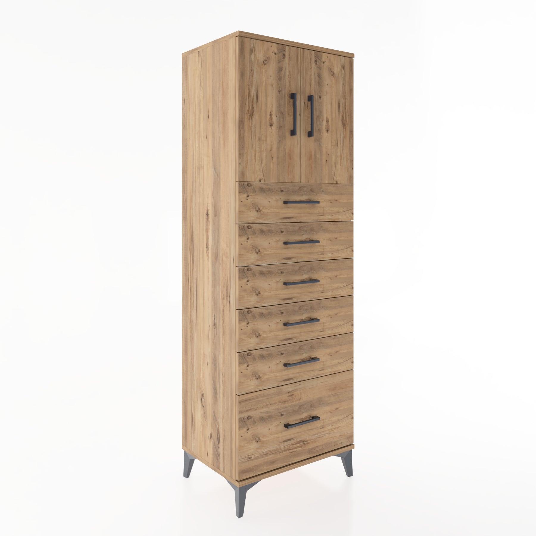 Woodntry Modular Cabinet Pine 60x44x170 cm with Doors and Drawers KC11-3