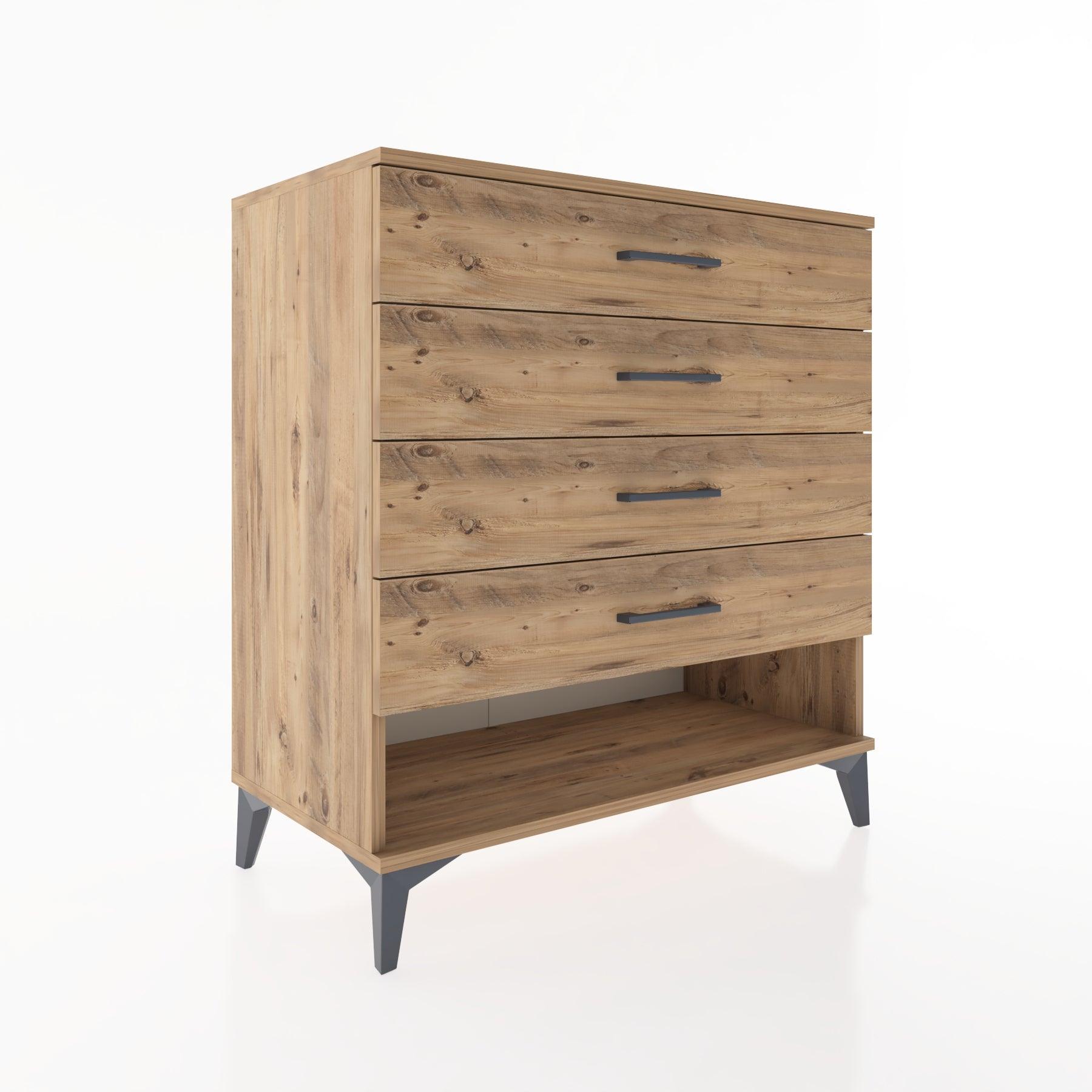 Woodntry Modüler Şifonyer Çam 88x44x84 cm Çekmeceli ve Raflı CR10-3
