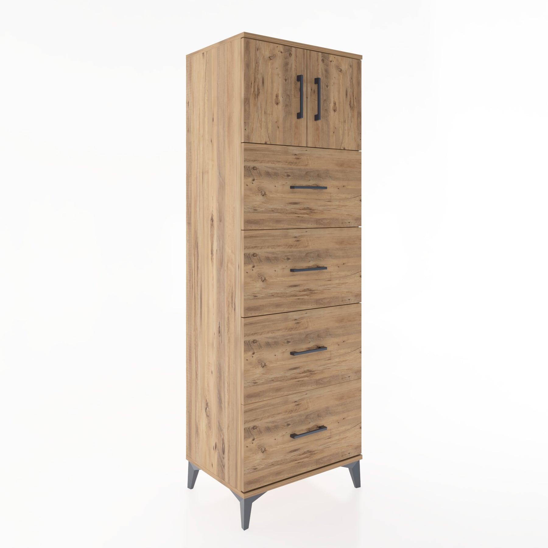 Woodntry Modular Cabinet Pine 60x44x170 cm with Doors and Drawers KC25-3