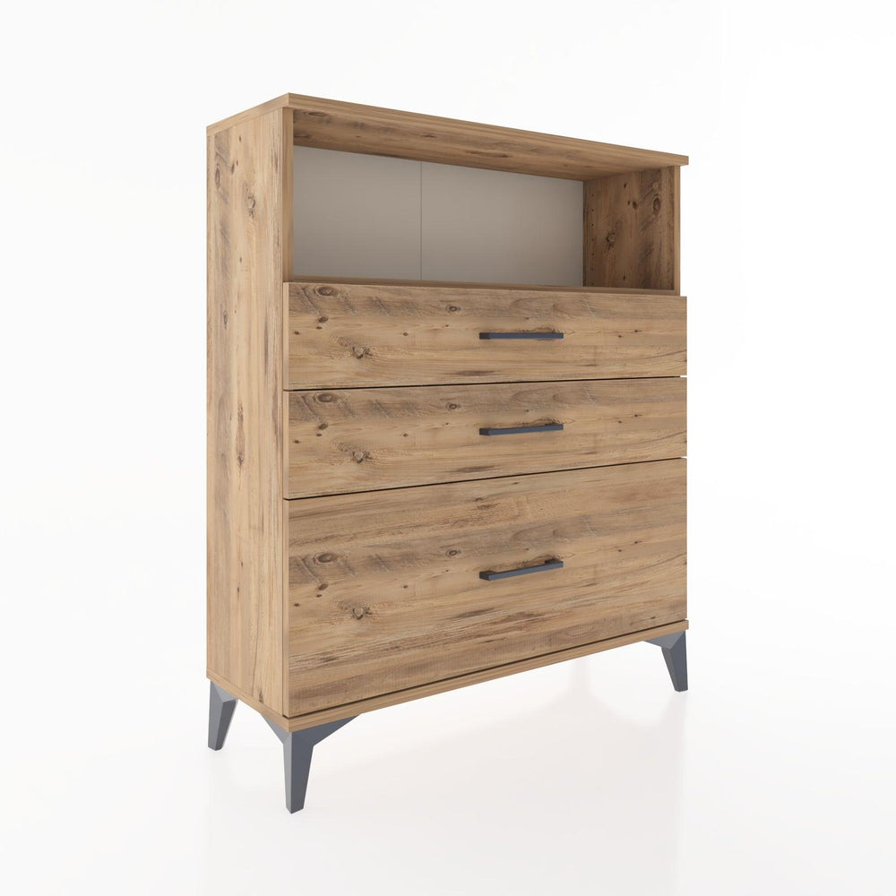 Woodntry Modüler Şifonyer Çam 88x30x94 cm Çekmeceli ve Raflı CR13-3