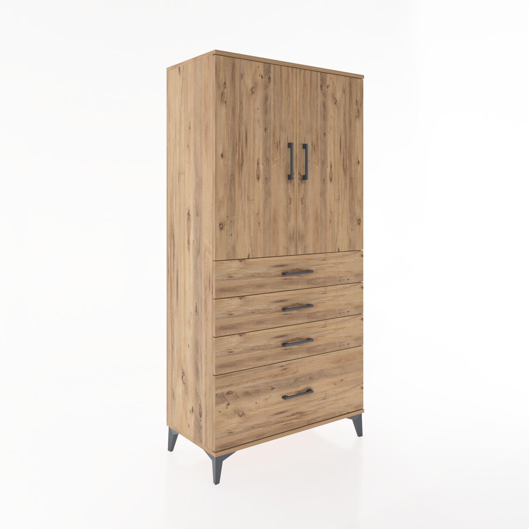 Woodntry Modular Cabinet Pine 88x44x170 cm with Doors and Drawers KC13-3
