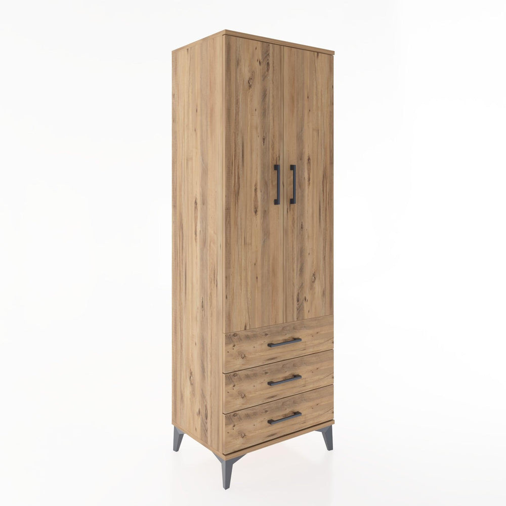 Woodntry Modüler Dolap Çam 60x44x170 cm Kapaklı ve Çekmeceli KC28-3