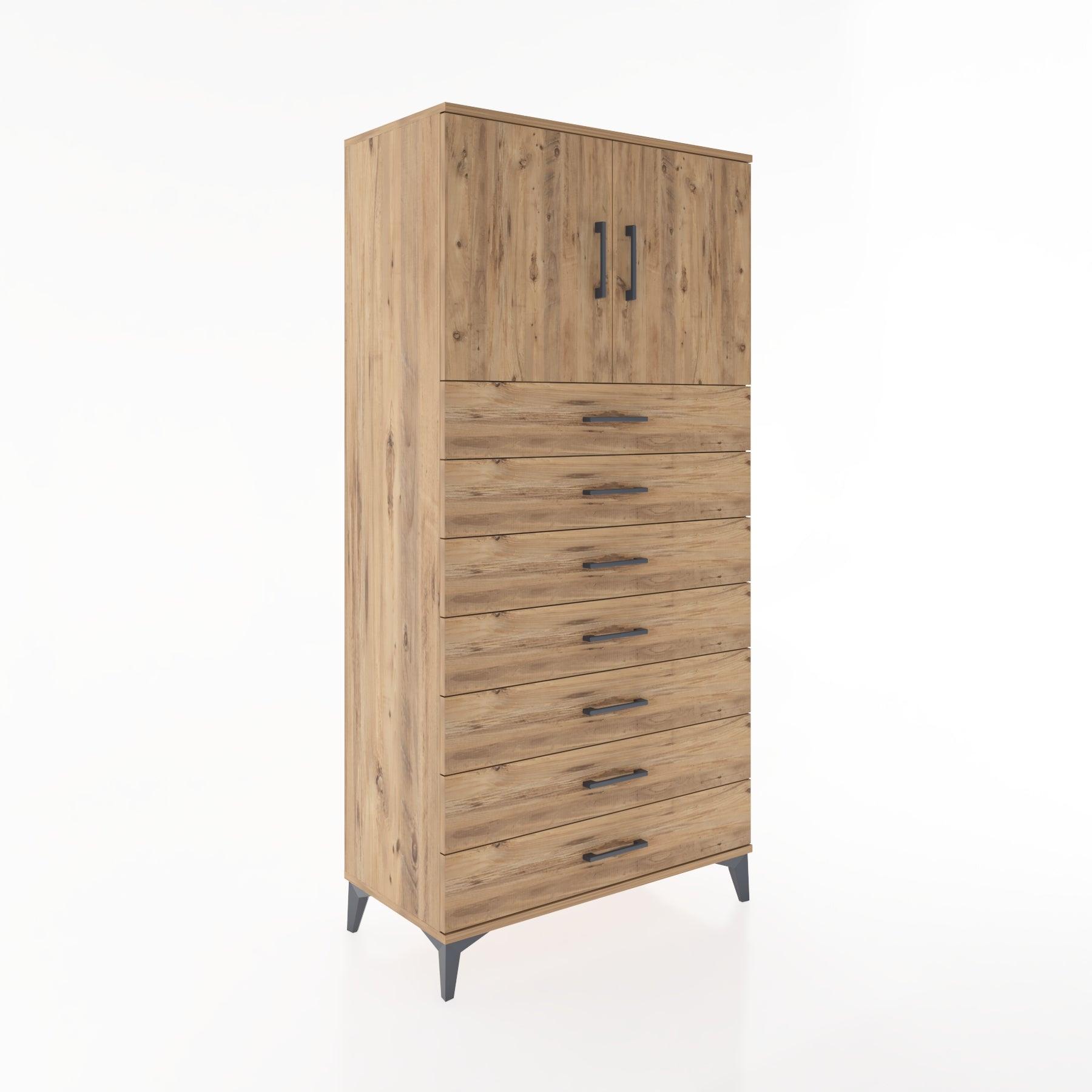 Woodntry Modular Cabinet Pine 88x44x170 cm with Doors and Drawers KC2-3