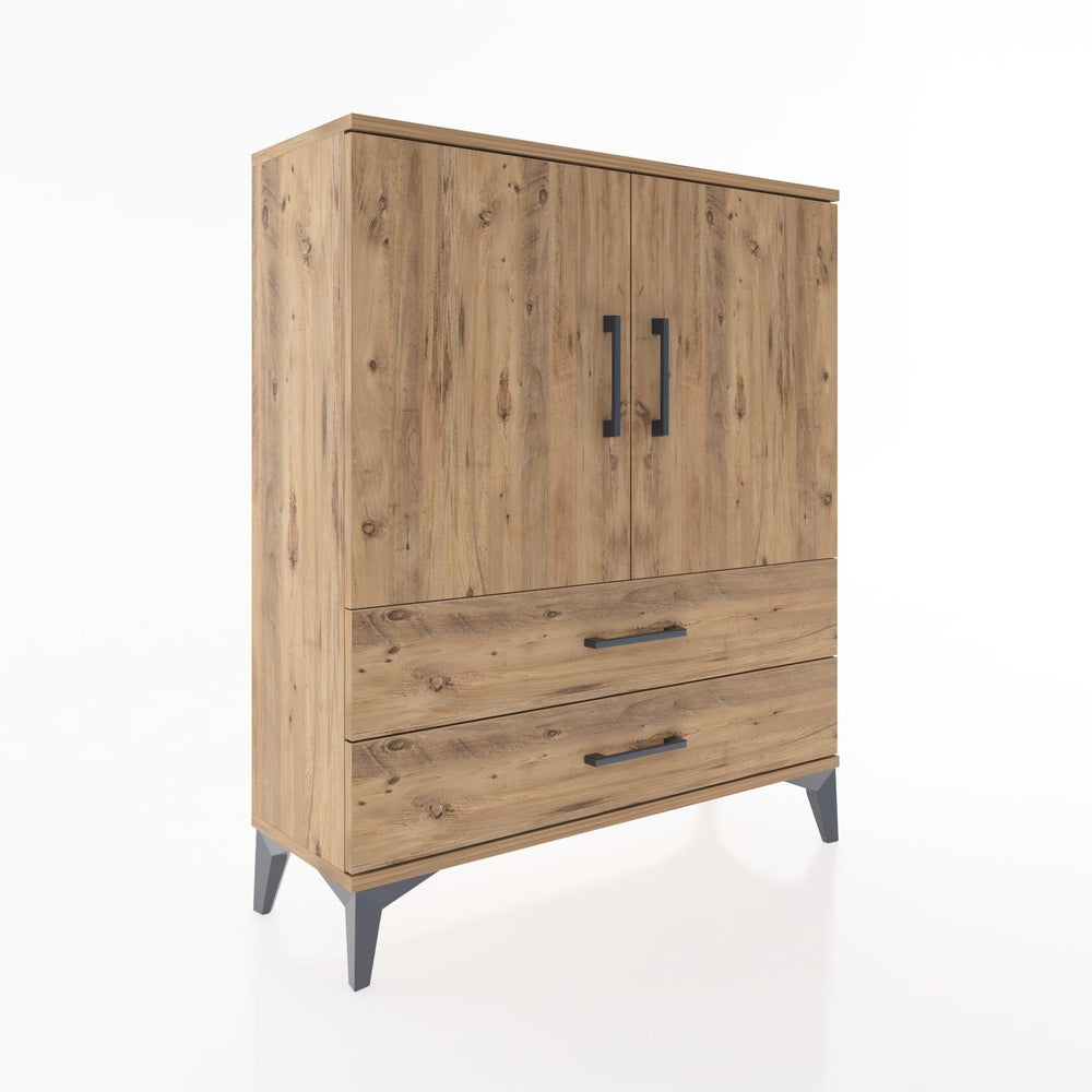 Woodntry Modüler Şifonyer Çam 88x30x94 cm Kapaklı ve Çekmeceli KC6-3