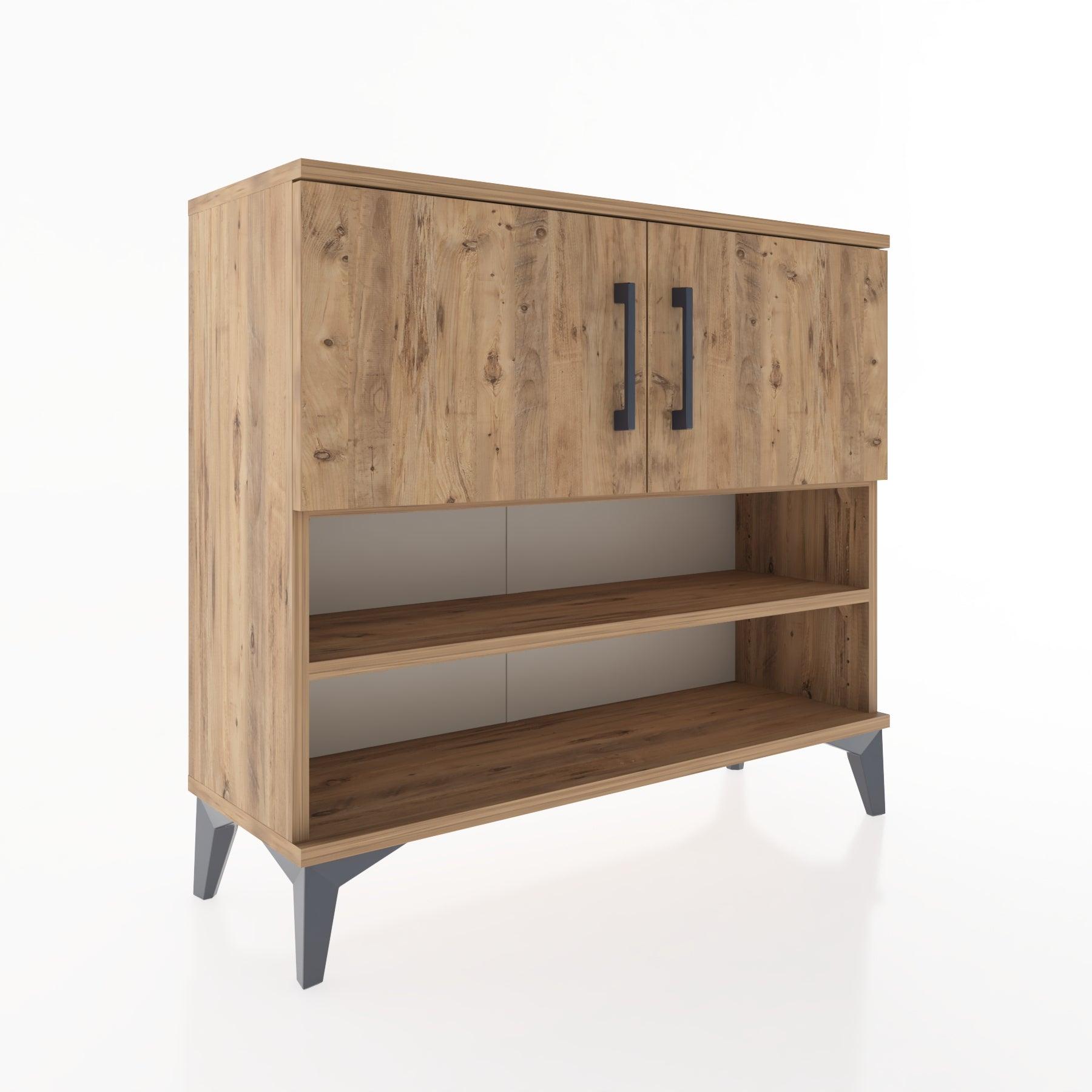 Woodntry Modüler Şifonyer Raf ve İki Kapaklı V2 88x30x68 cm Antrasit - Woodntry