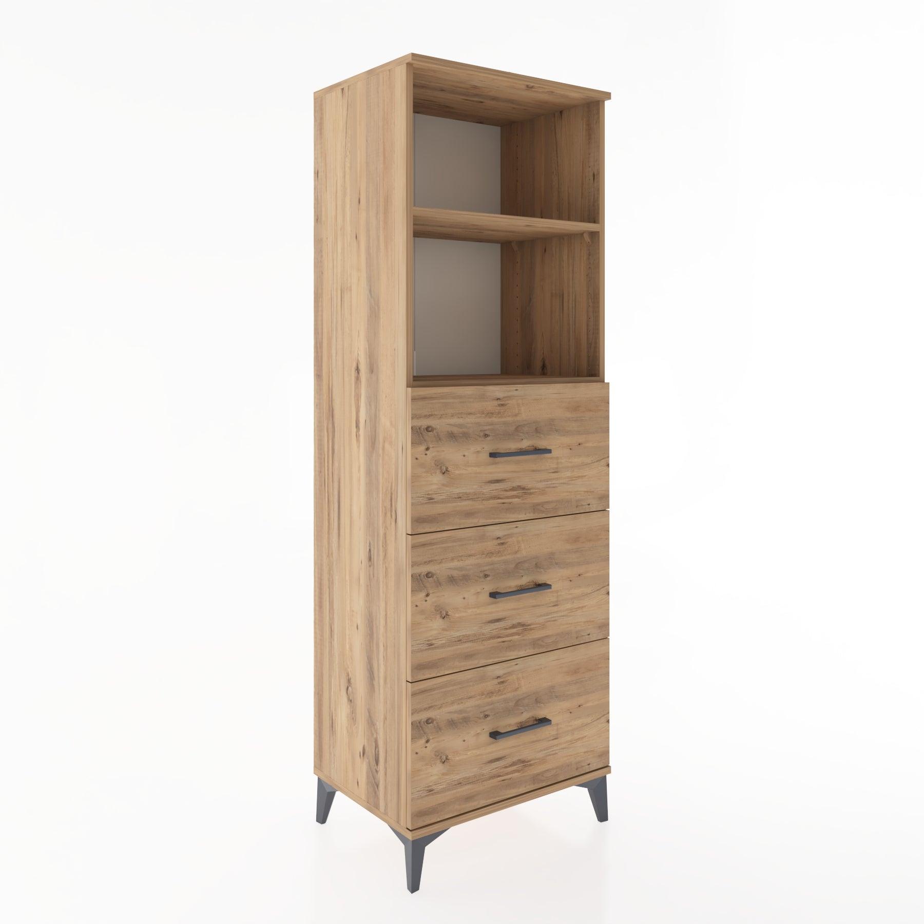 Woodntry Modüler Dolap Çam 60x44x170 cm Çekmeceli ve Raflı CR51-3