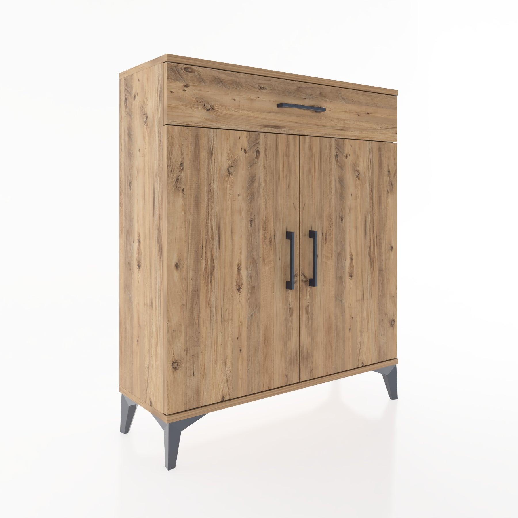 Woodntry Modüler Şifonyer Çam 88x30x94 cm Kapaklı ve Çekmeceli KC1-3