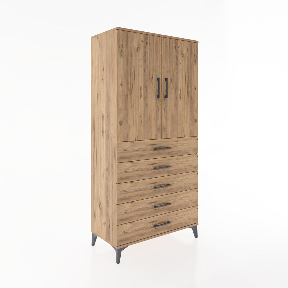 Woodntry Modular Cabinet Pine 88x44x170 cm with Doors and Drawers KC4-3