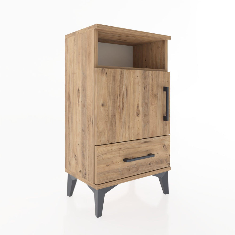 Woodntry Modüler Komodin Raf Kapak Çekmeceli 44x30x68 cm Çam - Woodntry