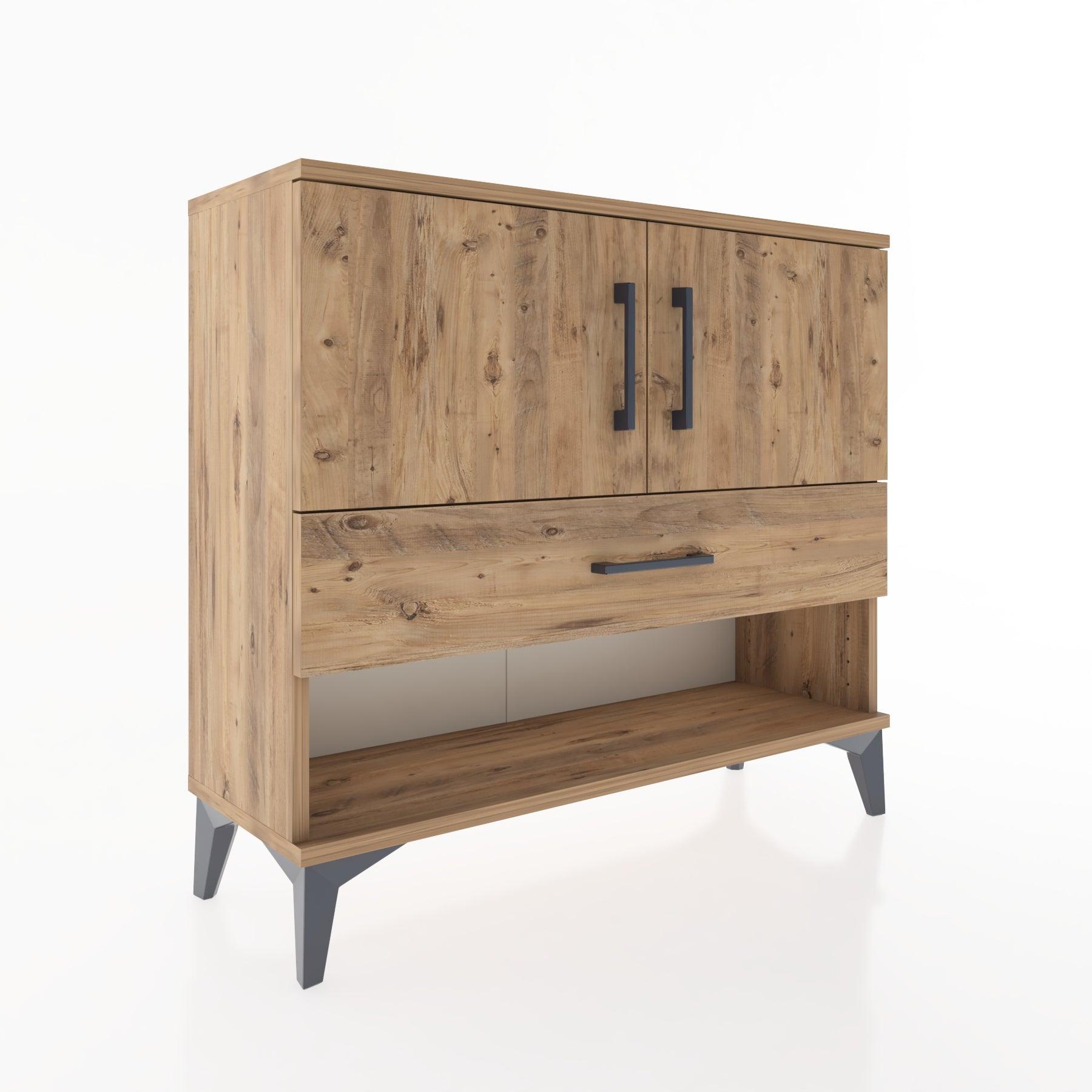 Woodntry Modüler Şifonyer Kapak ve Çekmeceli V4 88x30x68 cm Çam - Woodntry