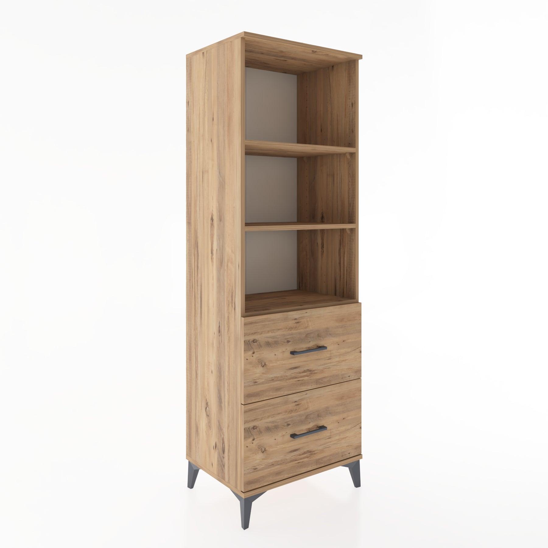 Woodntry Modüler Dolap Çam 60x44x170 cm Çekmeceli ve Raflı CR48-3