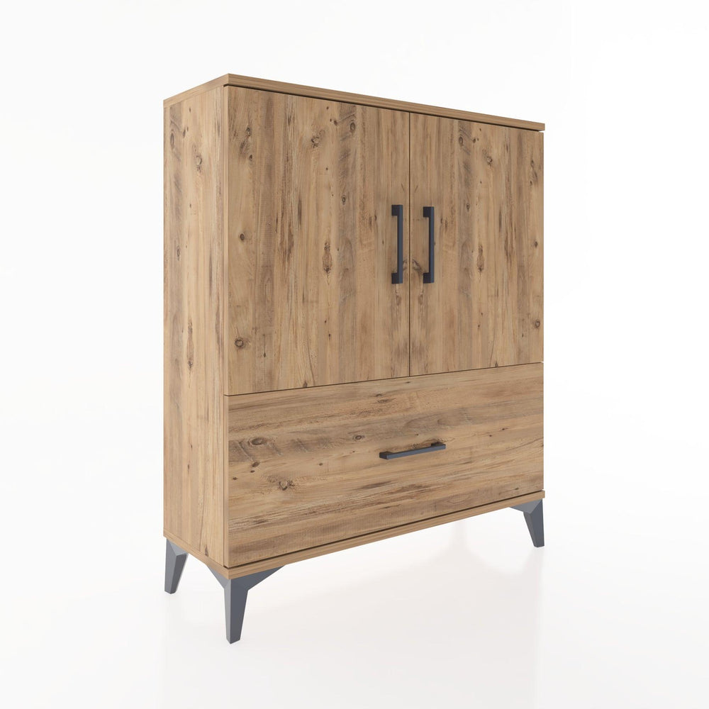 Woodntry Modüler Şifonyer Çam 88x30x94 cm Kapaklı ve Çekmeceli KC10-3