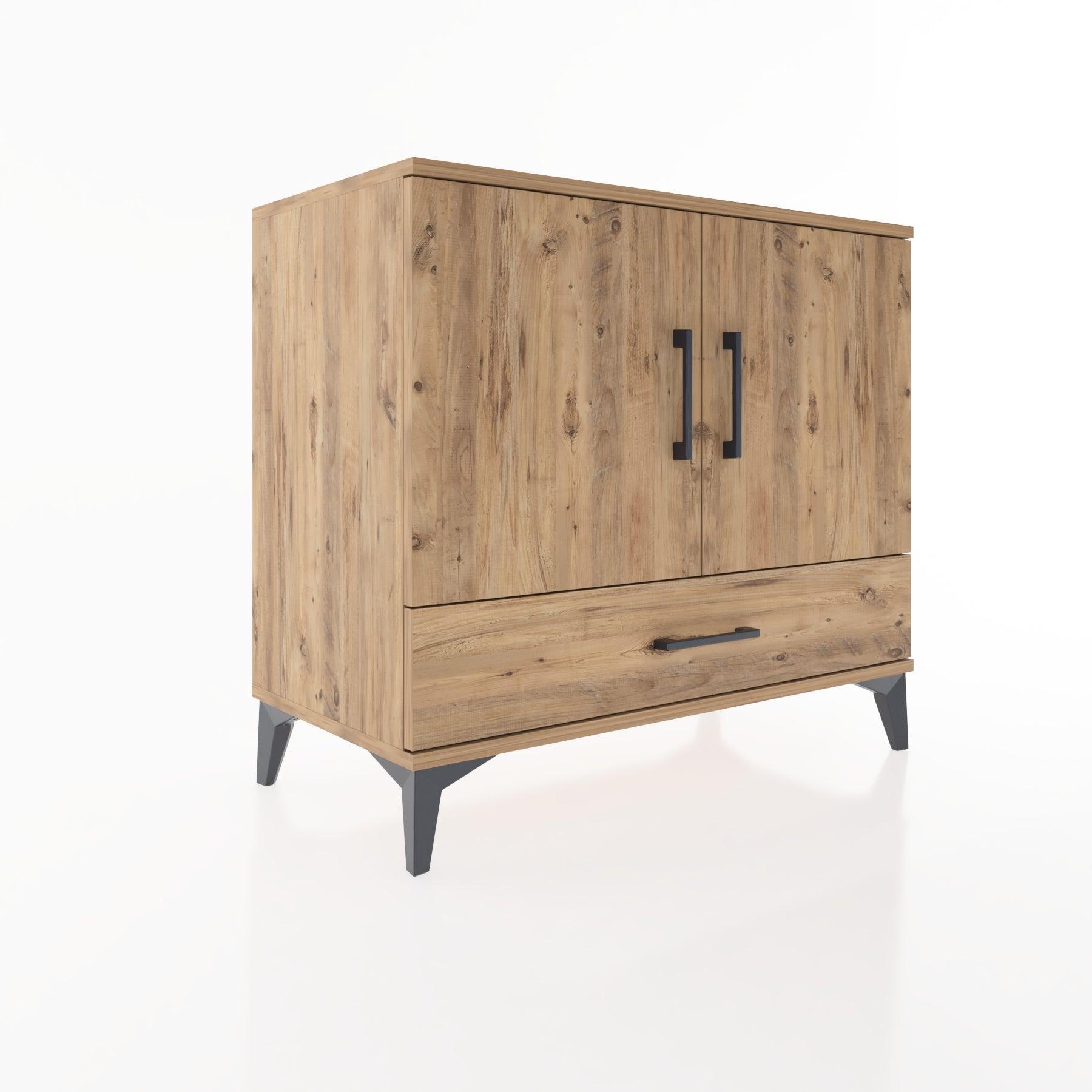 Woodntry Modüler Şifonyer Çam 88x44x68 cm Kapaklı ve Çekmeceli KC1-3