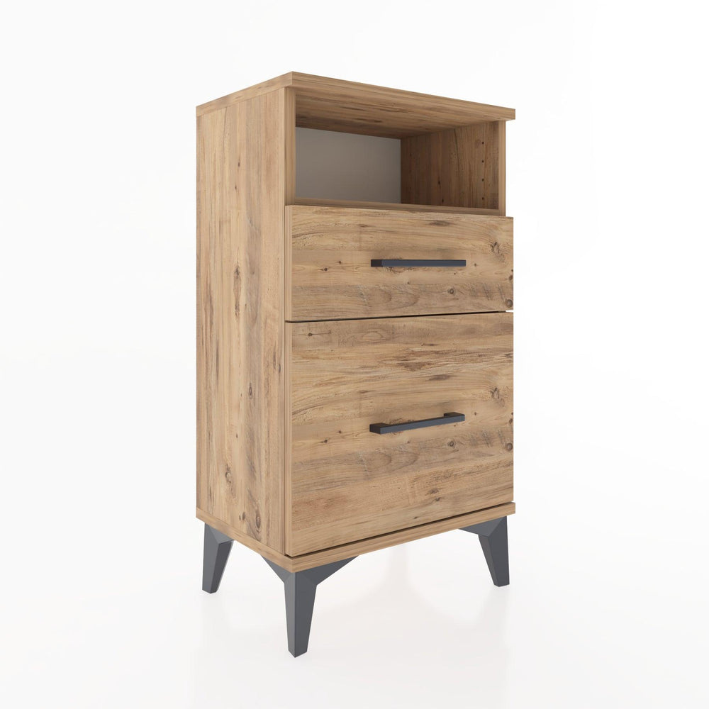 Woodntry Modüler Komodin 2 Çekmece ve Raflı V3 44x30x68 cm Çam - Woodntry