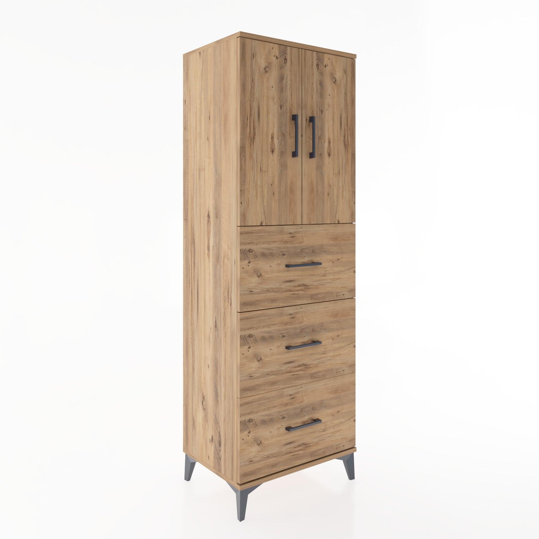 Woodntry Modular Cabinet Pine 60x44x170 cm with Doors and Drawers KC24-3