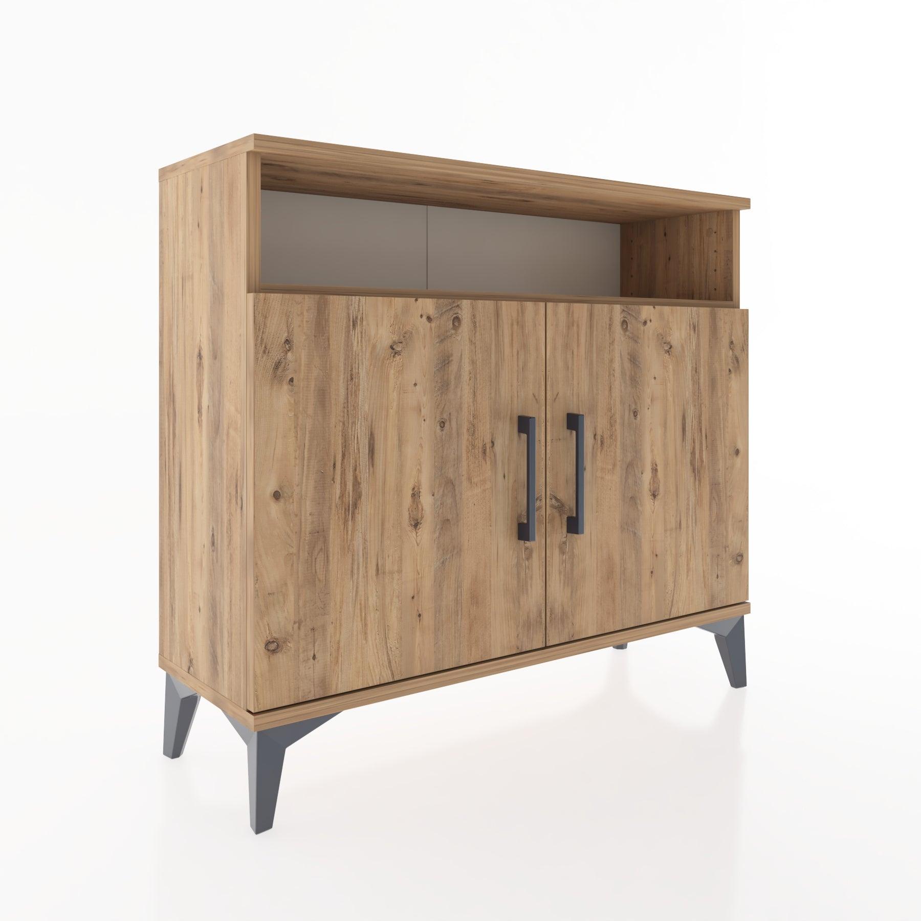 Woodntry Modüler Şifonyer Raf ve İki Kapaklı V1 88x30x68 cm Çam - Woodntry