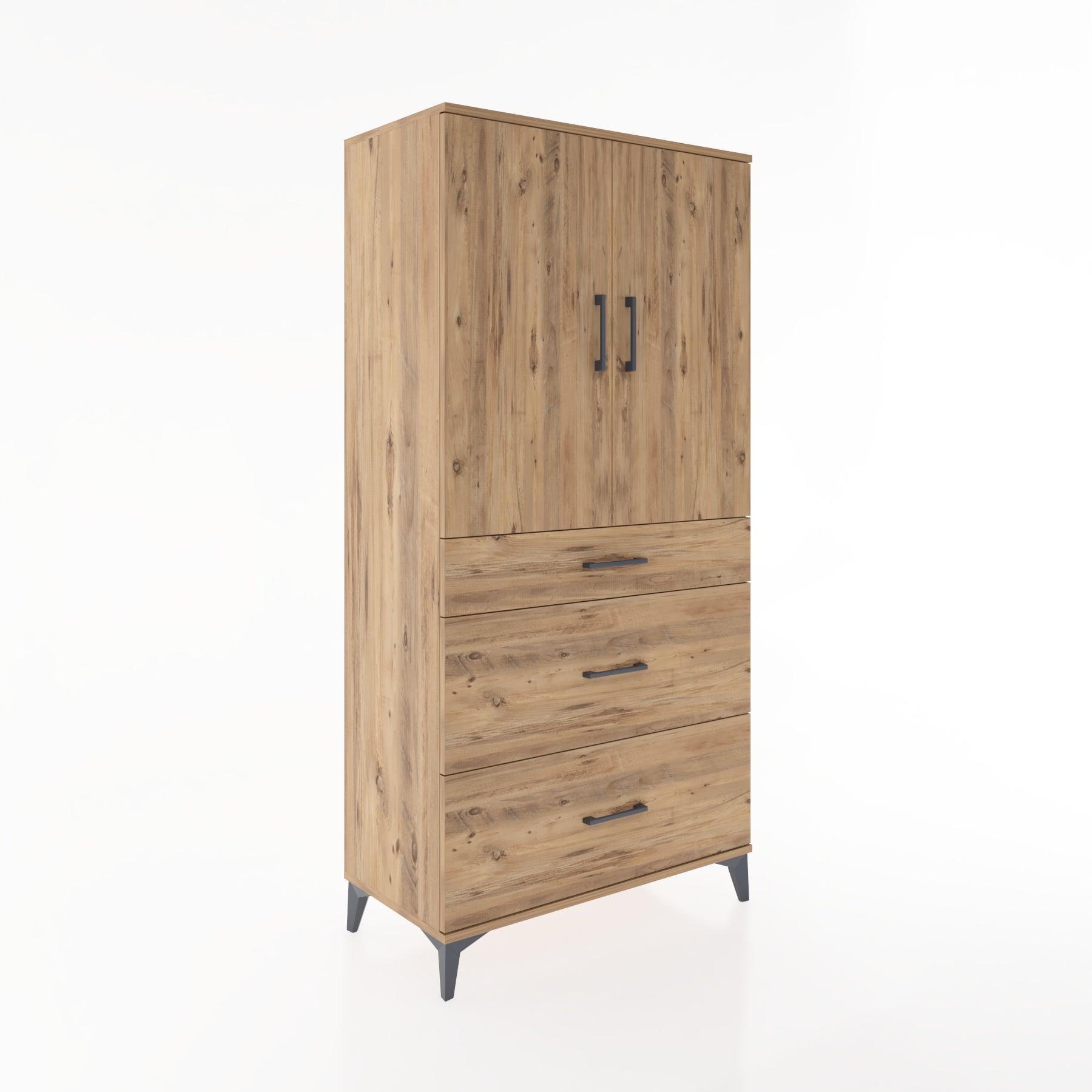 Woodntry Modular Cabinet Pine 88x44x170 cm with Doors and Drawers KC20-3