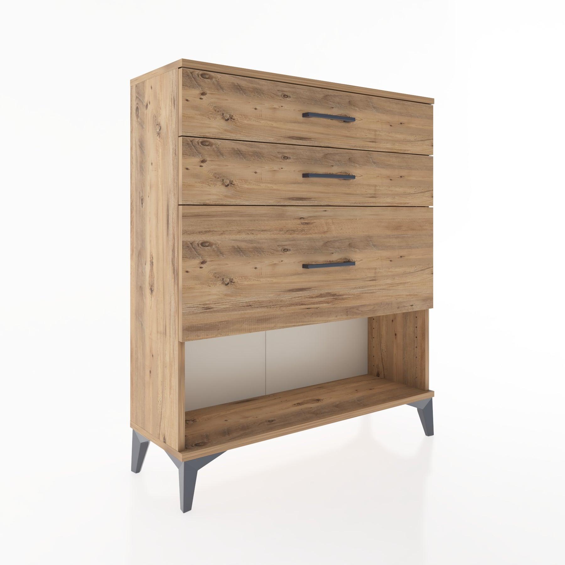Woodntry Modular Dresser Pine 88x30x94 cm with Drawers and Shelves CR15-3
