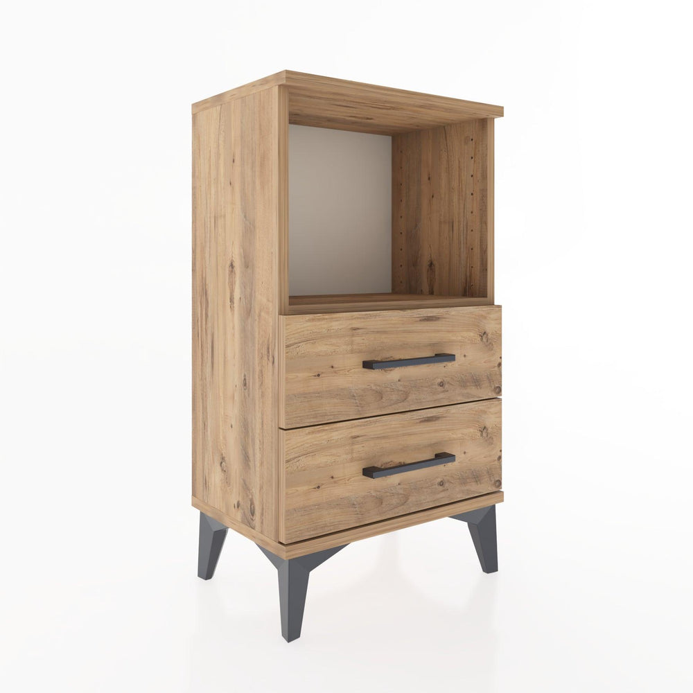Woodntry Modüler Komodin 2 Çekmece ve Raflı V2 44x30x68 cm Çam - Woodntry