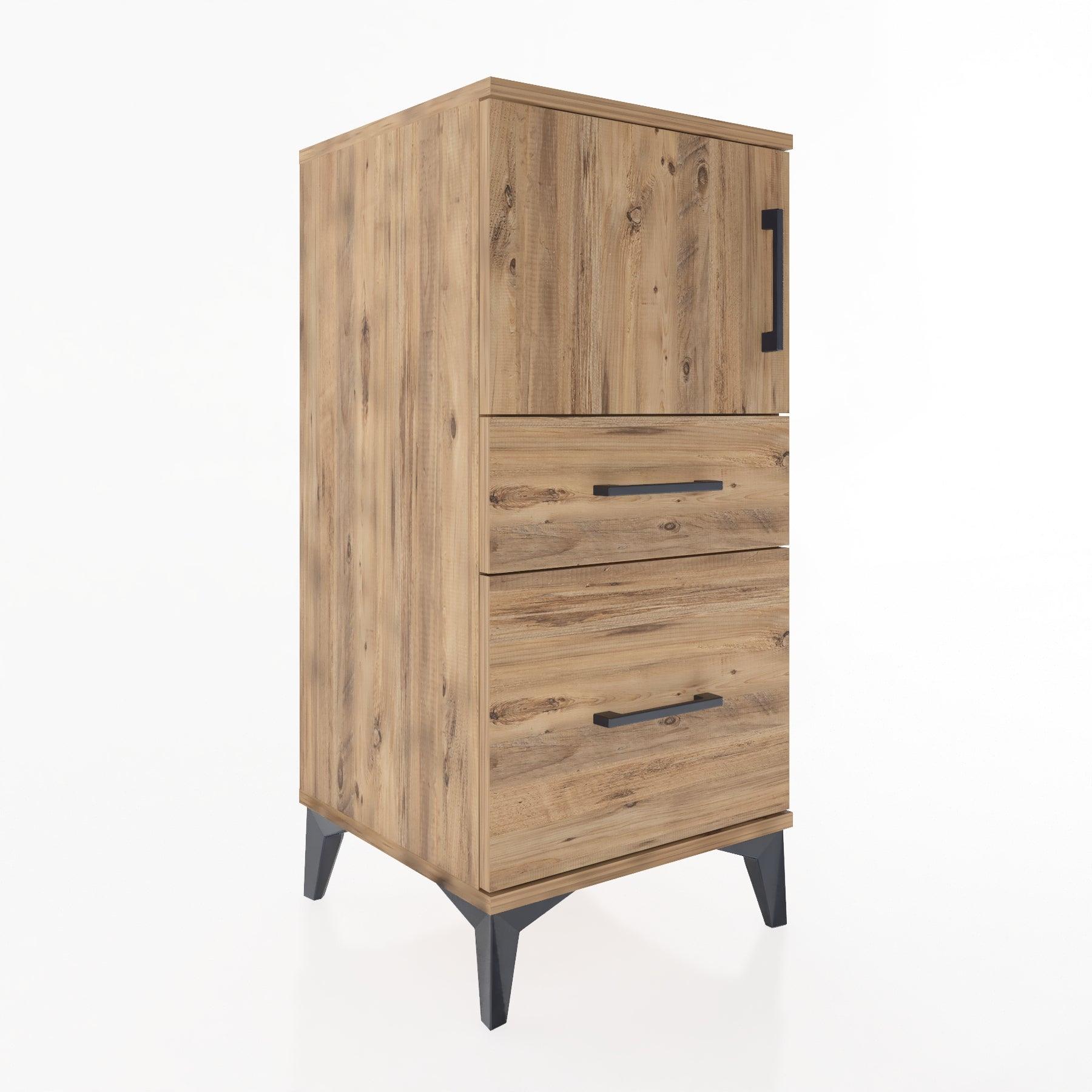 Woodntry Modular Nightstand Pine 44x44x84 cm with Cover and Drawer KC45-3