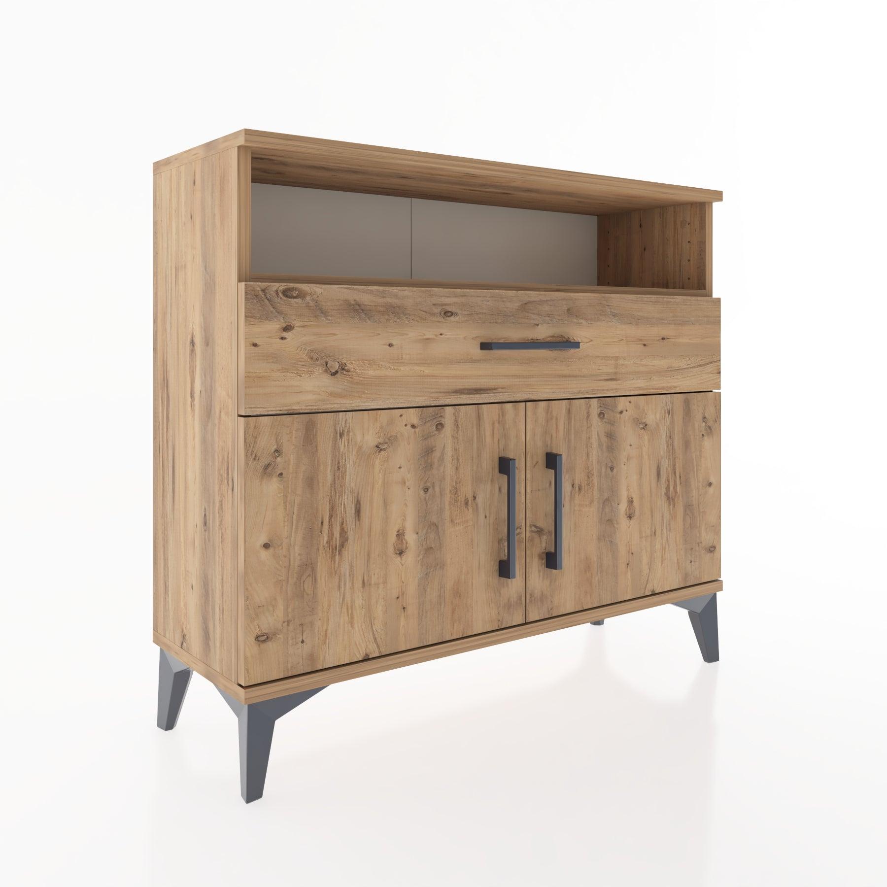 Woodntry Modüler Şifonyer Kapak Raf Çekmeceli 88x30x68 cm Çam - Woodntry
