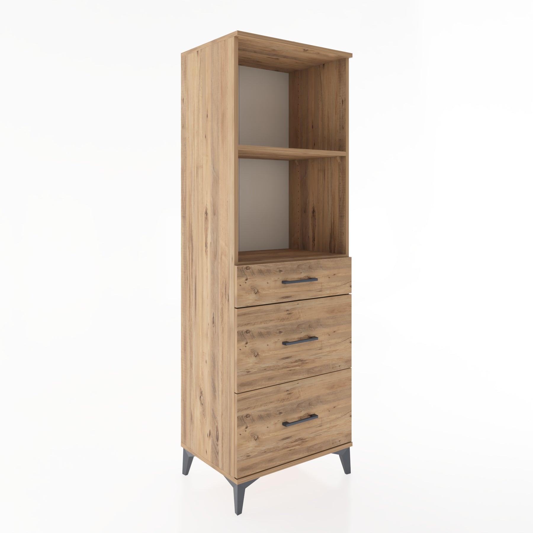 Woodntry Modüler Dolap Çam 60x44x170 cm Çekmeceli ve Raflı CR47-3