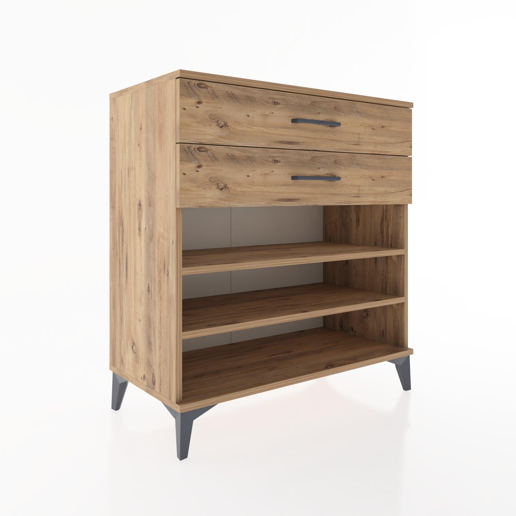 Woodntry Modüler Şifonyer Çam 88x44x84 cm Çekmeceli ve Raflı CR13-3