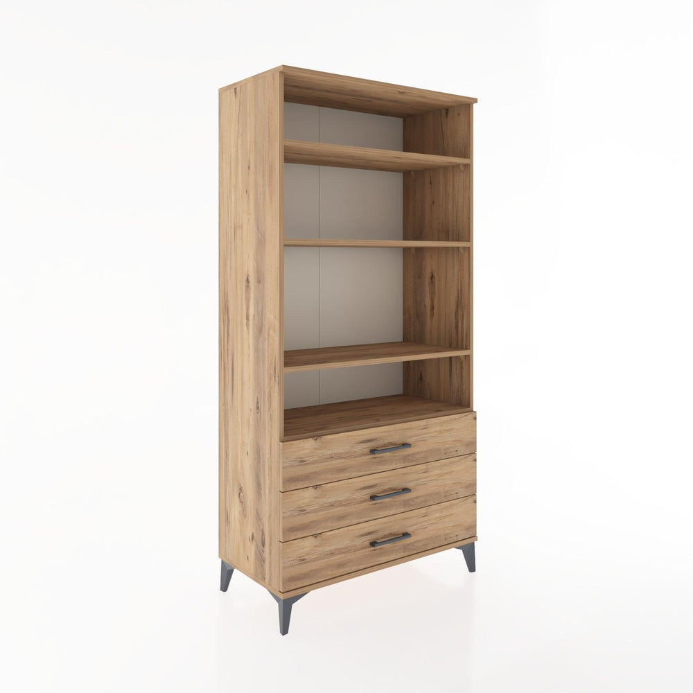 Woodntry Modüler Dolap Çam 88x44x170 cm Çekmeceli ve Raflı CR37-3