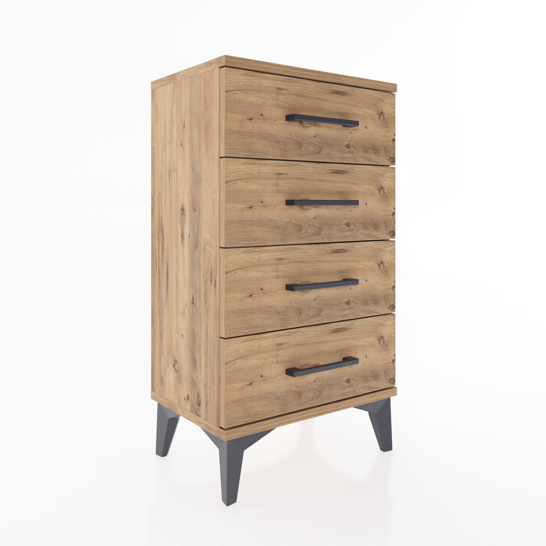Woodntry Modüler Komodin 4 Çekmeceli 44x30x68 cm Çam - Woodntry