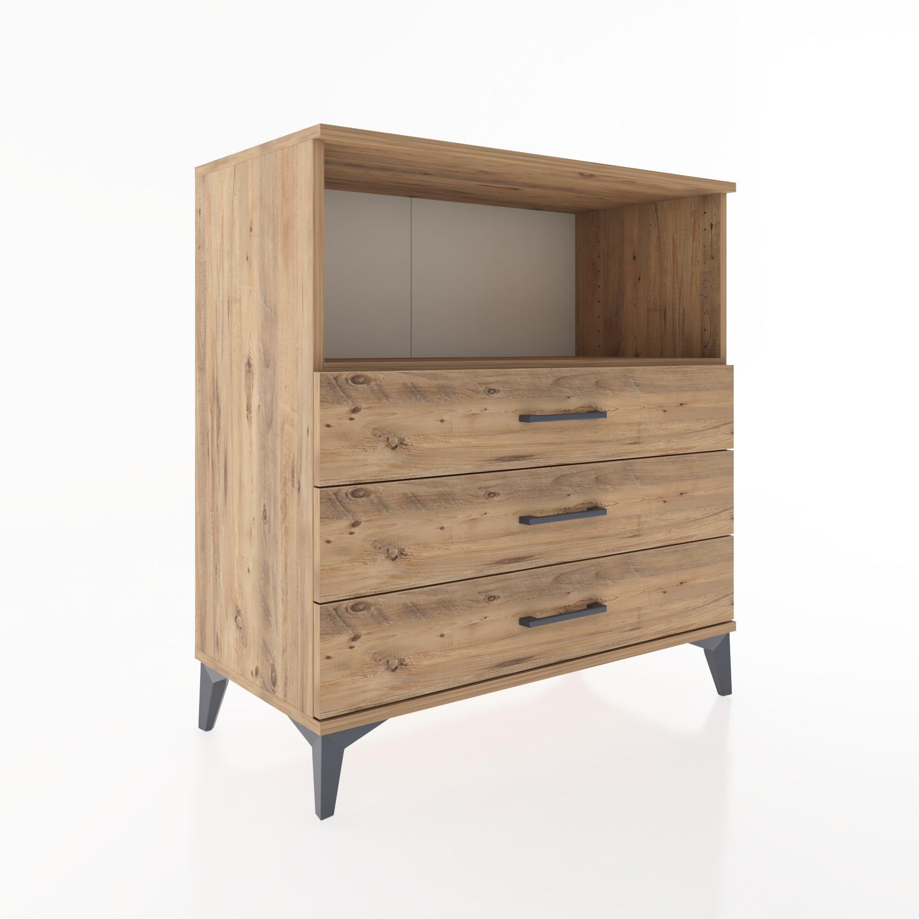 Woodntry Modüler Şifonyer Çam 88x44x84 cm Çekmeceli ve Raflı CR18-3
