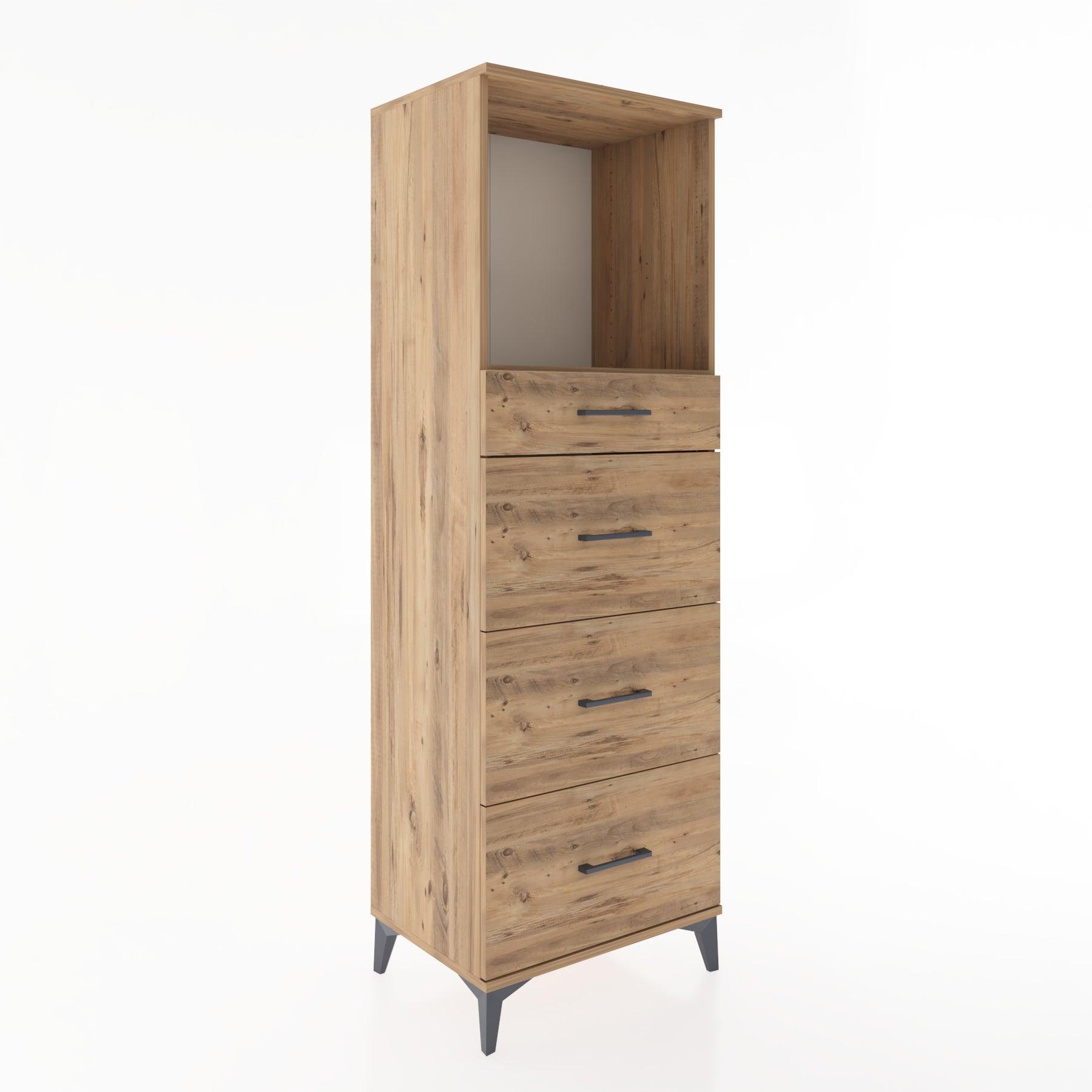 Woodntry Modüler Dolap Çam 60x44x170 cm Çekmeceli ve Raflı CR50-3