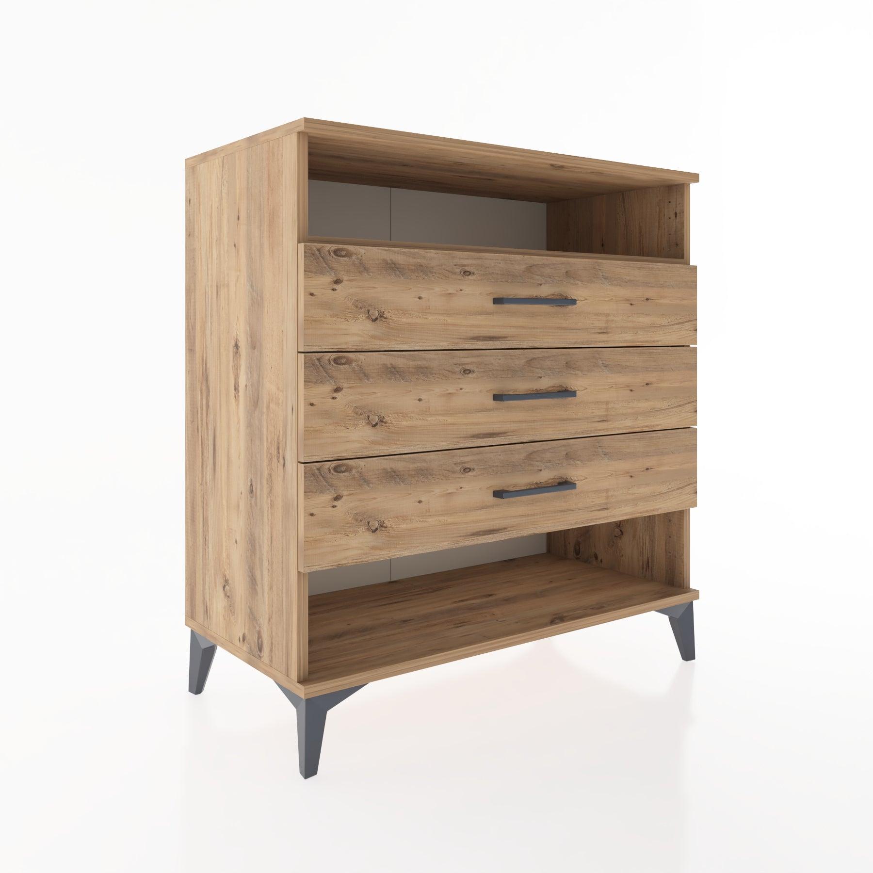 Woodntry Modüler Şifonyer Çam 88x44x84 cm Çekmeceli ve Raflı CR20-3