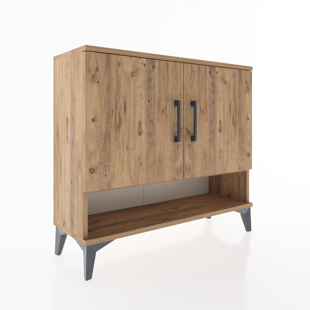 Woodntry Modüler Şifonyer İki Kapak ve Raflı V1 88x30x68 cm Çam - Woodntry