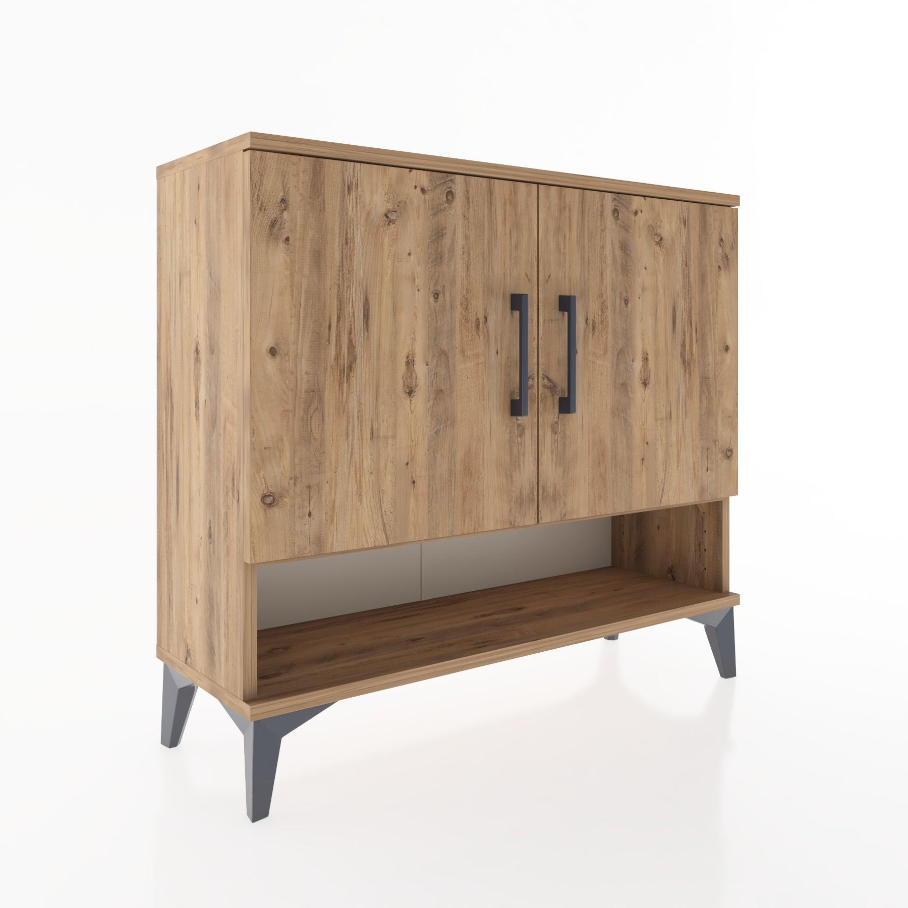 Woodntry Modüler Şifonyer İki Kapak ve Raflı V1 88x30x68 cm Çam - Woodntry