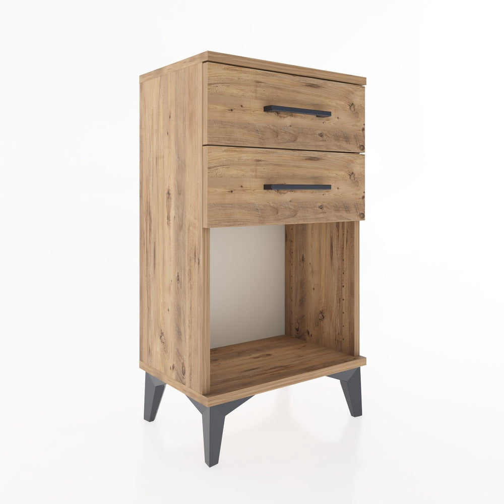 Woodntry Modüler Komodin 2 Çekmece ve Raflı V1 44x30x68 cm Çam - Woodntry