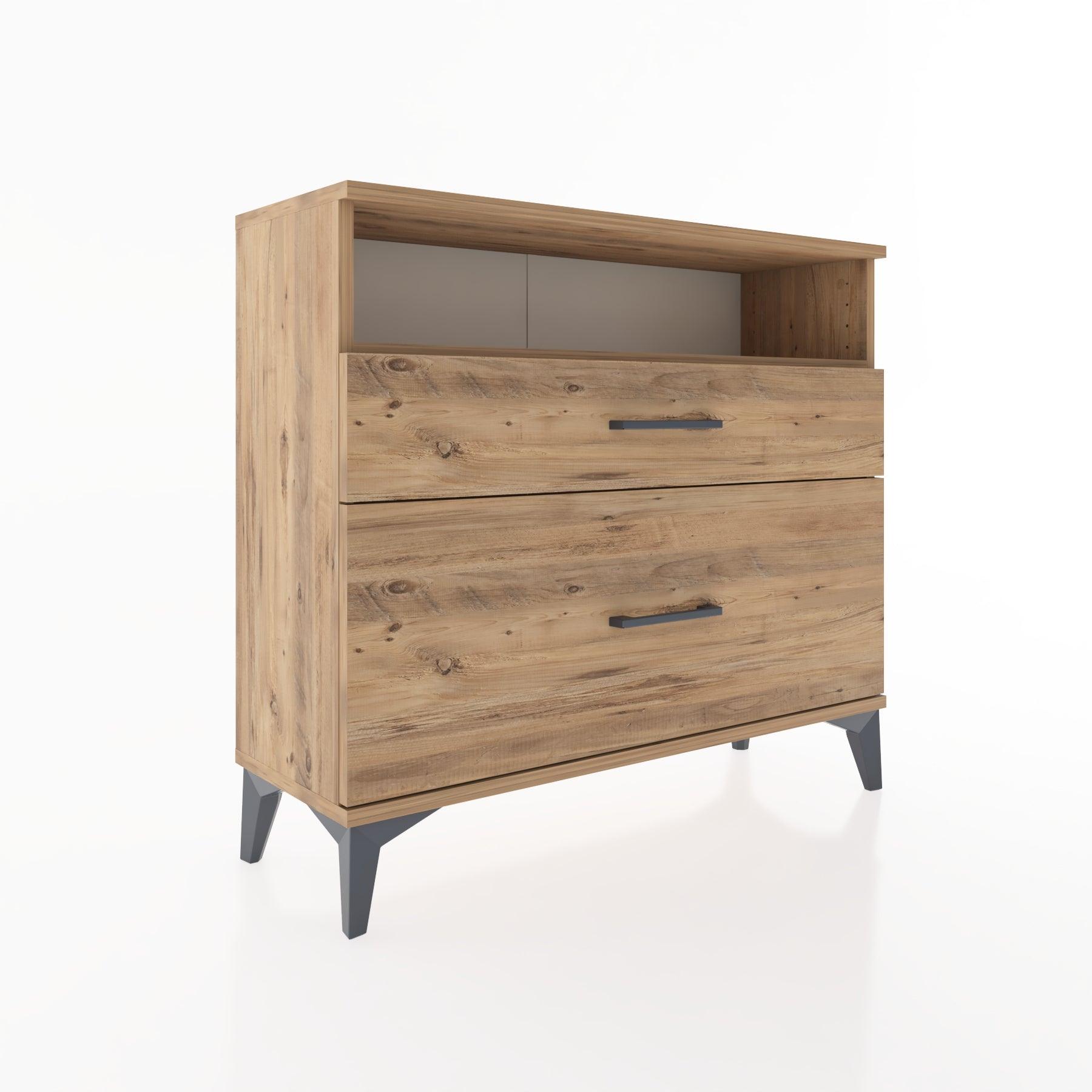 Woodntry Modüler Şifonyer İki Çekmeceli V6 88x30x68 cm Çam - Woodntry