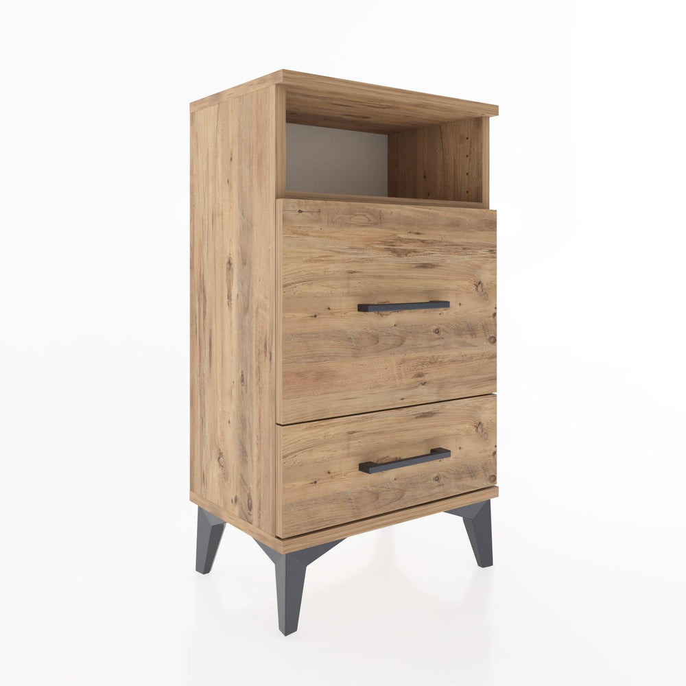 Woodntry Modüler Komodin 2 Çekmece ve Raflı V4 44x30x68 cm Çam - Woodntry