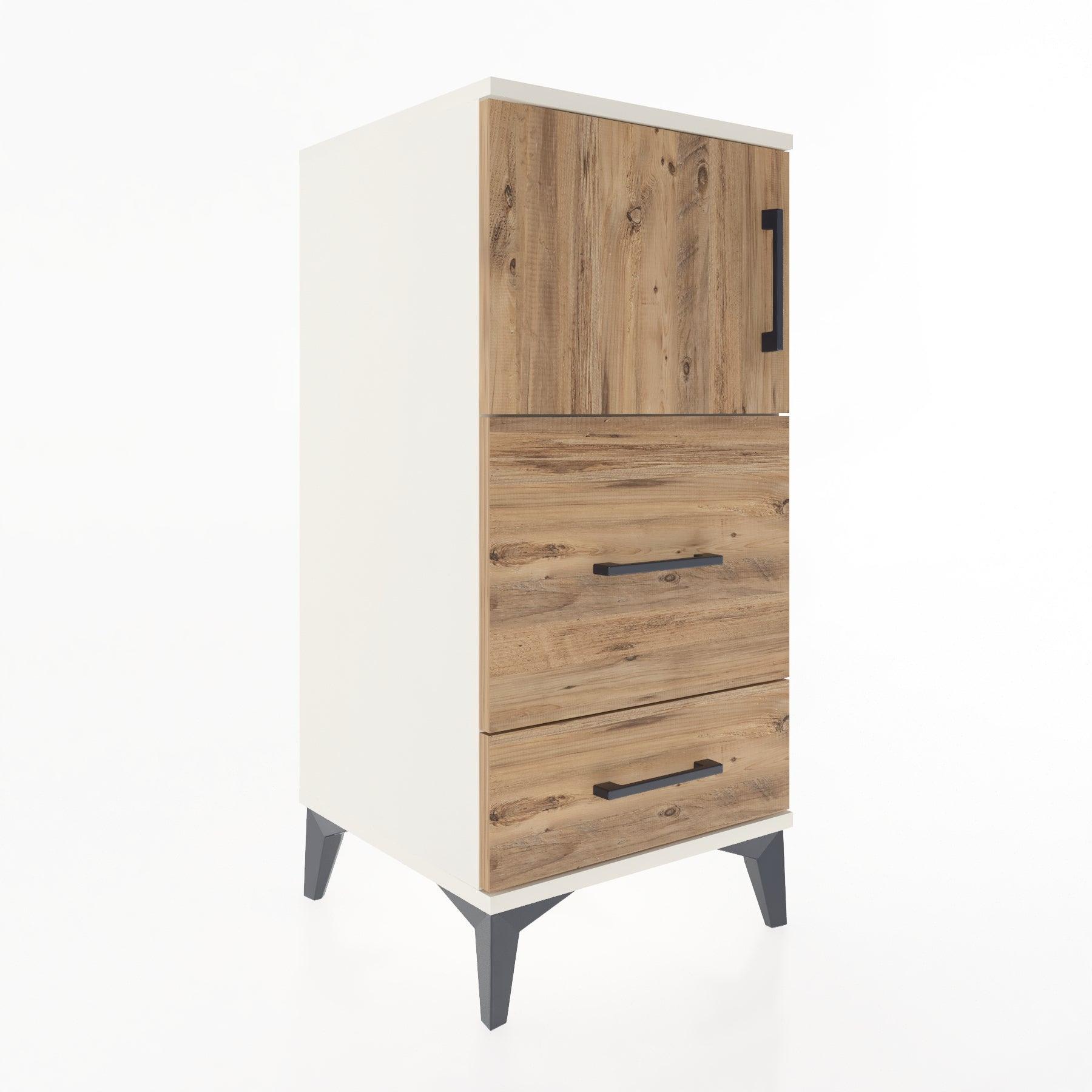 Woodntry Modular Nightstand Moonstone 44x44x84 cm with Cover and Drawer KC46-1